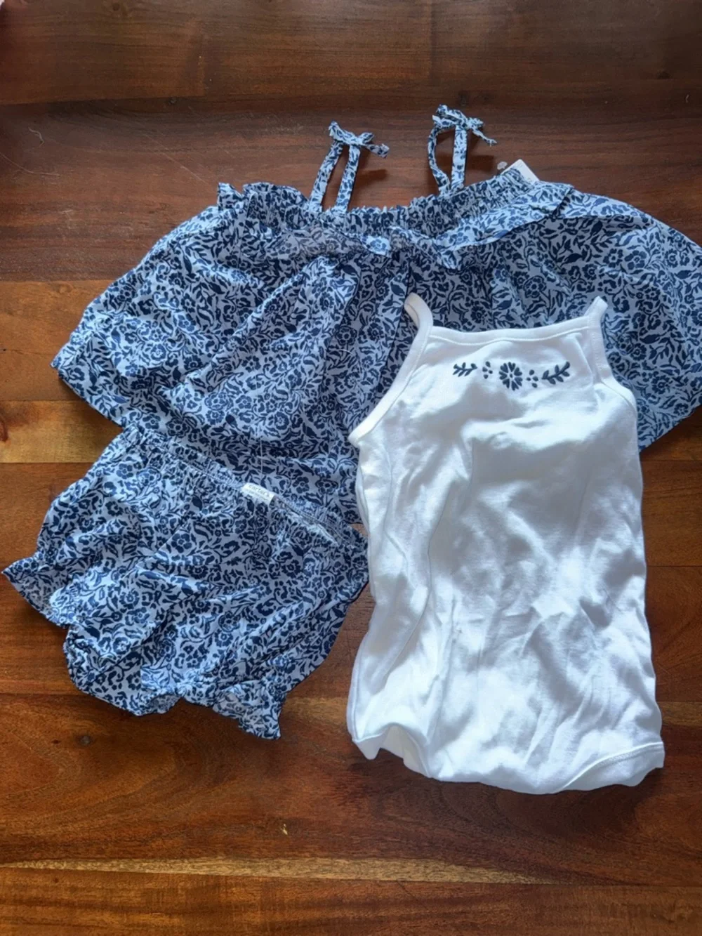 Carter's‎ Blue Floral Two-Piece Set with White Tank